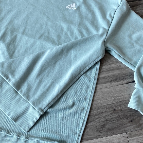 Adidas Oversized 3-Stripes Split Hem Crew Sweatshirt Mint Size S - Picture 3 of 9
